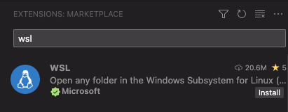 Extension WSL dans VS Code